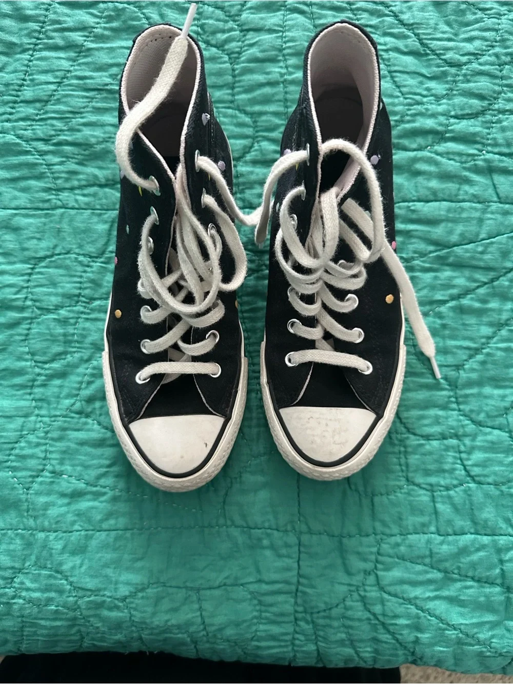 Converse Kids Black High-Top Sneakers with Multicolor Polka Dots - Picture 4 of 8